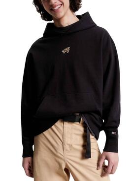Sweat Tommy Jeans Relaxe Signature Preto Homem