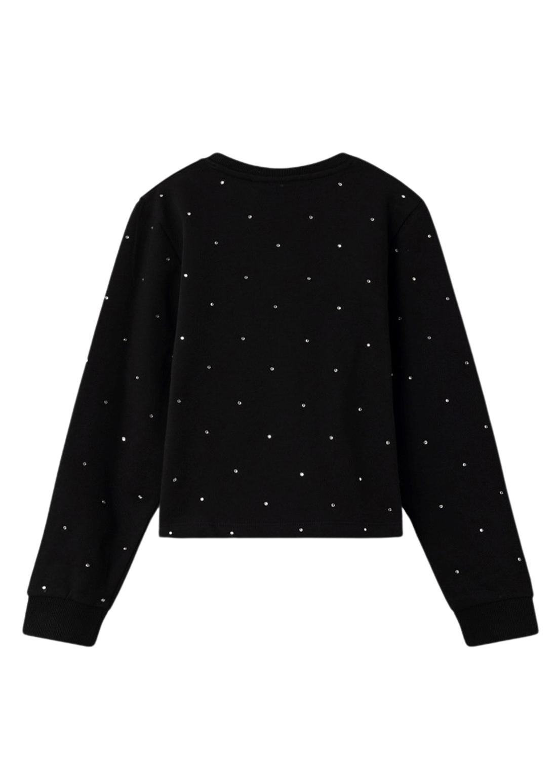 Sweat Name It Rhinestones Preto para Menina