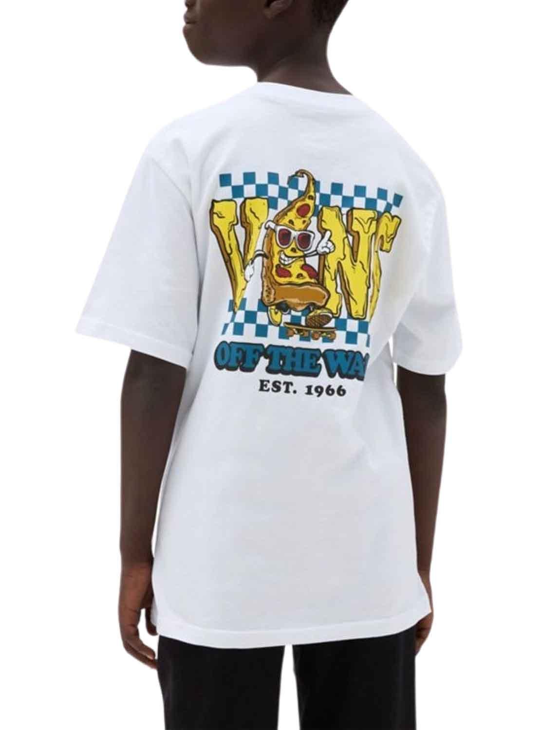 T-Shirt Vans Pizza Face Branco para Menino