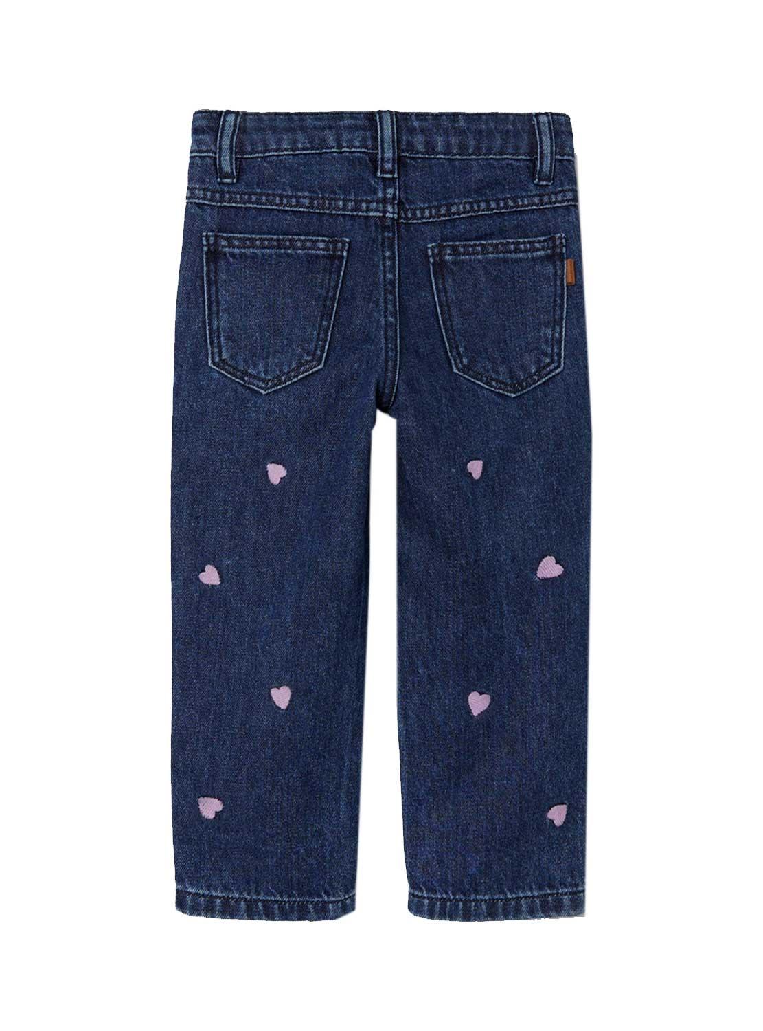 Calças Jeans Name It Rosa Corazões para Menina