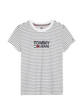 T-Shirt Tommy Jeans Stripe Chest Branca Mulher 
