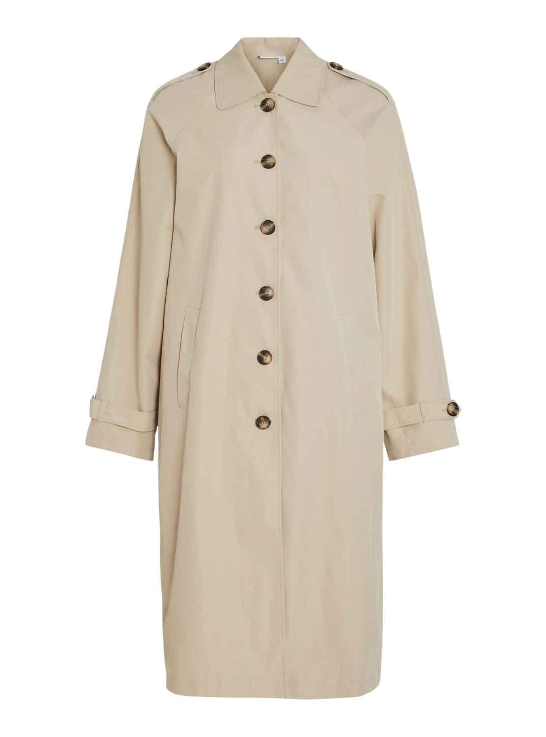 Trench coat Vila Vibalinja Beige para Mulher