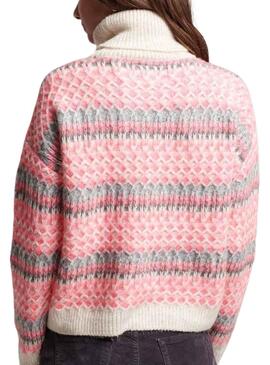 Camisola Superdry Roll Neck Rosa para Mulher