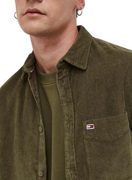 Camisa Tommy Jeans Relaxed Corduroy Verde Homem