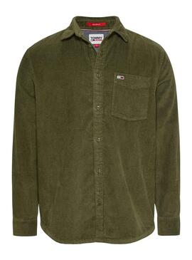 Camisa Tommy Jeans Relaxed Corduroy Verde Homem