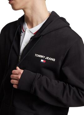 Sweat Tommy Jeans Reg Entry Zip Preto Homem