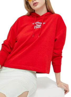 Sweat Tommy Jeans Relaxed Essential Vermelho Mulher
