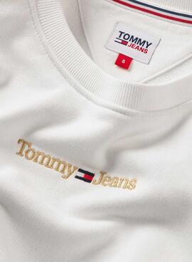 Sweat Tommy Jeans Gold Linear Branco Mulher