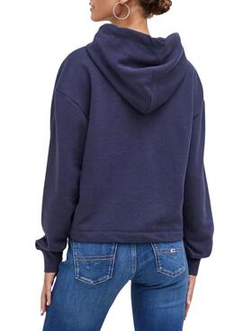 Sweat Tommy Jeans Relaxed Logo Azul Marinho Mulher