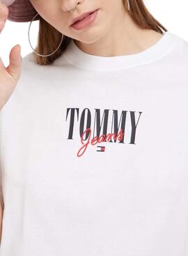 T-Shirt Tommy Jeans Essential Logo Branco Mulher