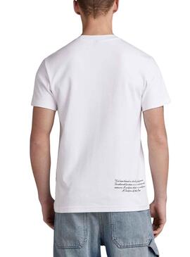 T-Shirt G-Star Multi Graphic Branco para Homem