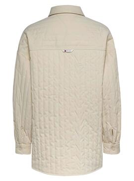 Overshirt Tommy Jeans Quilted Beige para Mulher