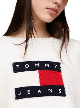 Camisola Tommy Jeans Center Flag Branco Mulher