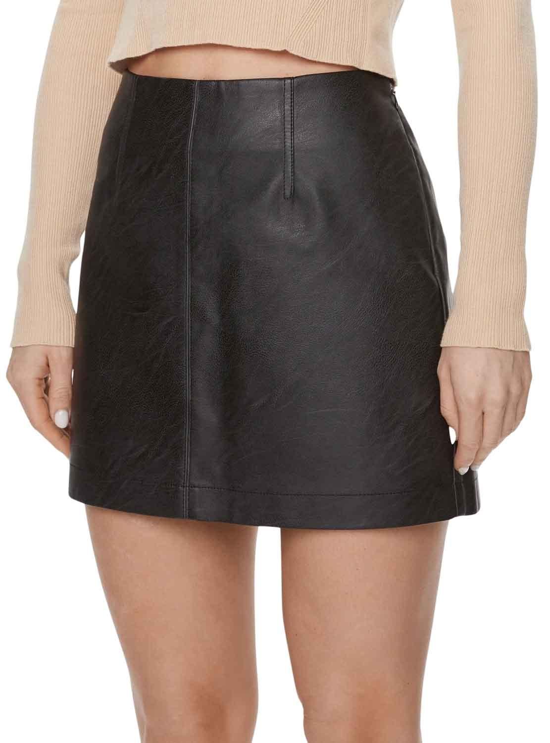 Saia Calvin Klein Faux Leather Preto para Mulher