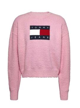 Camisola Tommy Jeans Center Flag Rosa para Mulher