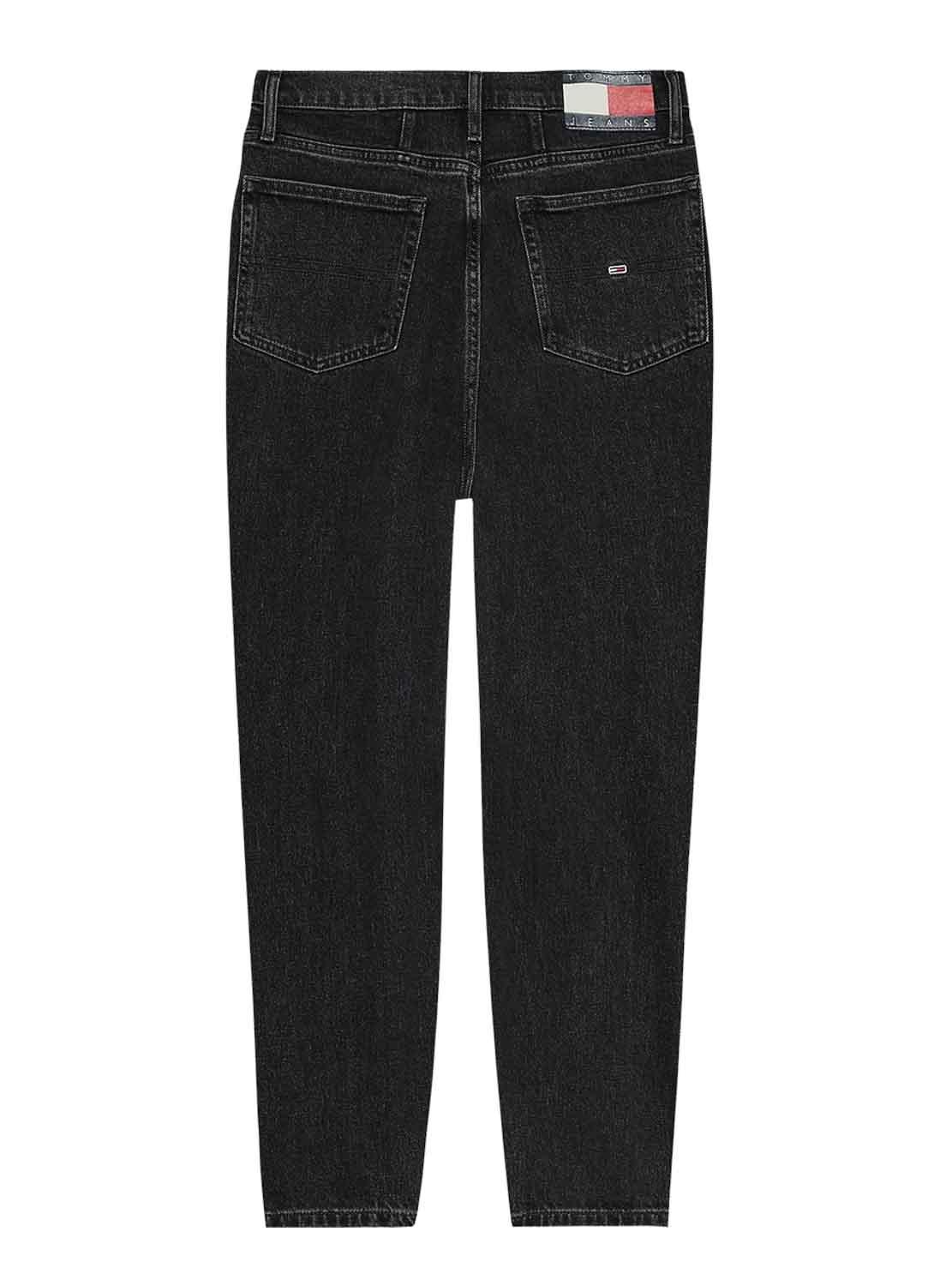 Calças Tommy Jeans Mom Slim Preto para Mulher