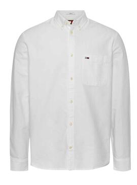 Camisa Tommy Jeans Registro Oxford Branco para Homem
