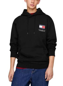 Sweat Tommy Jeans Essential Flag Hood Preto