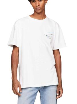 T-Shirt Tommy Jeans Metálico Branco para Homem