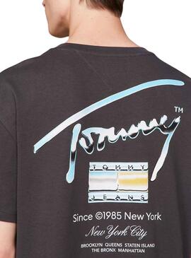 T-Shirt Tommy Jeans Metálico Preto para Homem