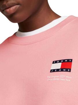 Sweat Tommy Jeans Graphic Flag Rosa para Mulher