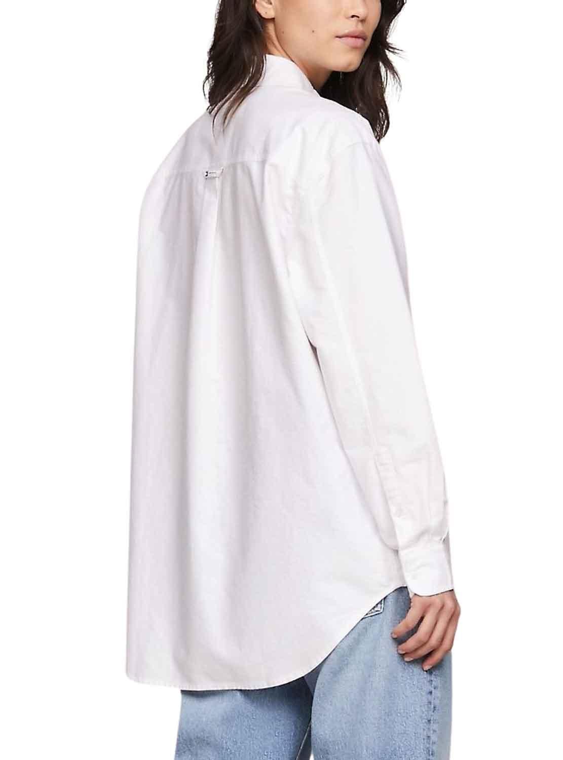 Camisa Tommy Jeans Badge Boyfriend Branco Mulher