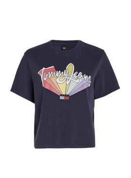 T-Shirt Tommy Jeans Rain arco Flag Azul Marinho Mulher