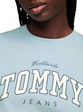 T-Shirt Tommy Jeans Varsity Lux Azul para Mulher