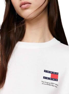 T-Shirt Tommy Jeans Gráfico Flag Branco para Mulher