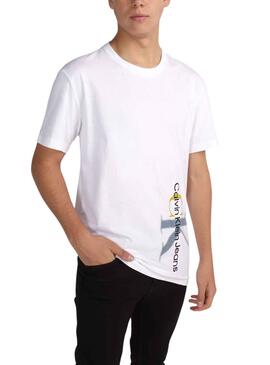 T-Shirt Calvin Klein dois tons Jumpsuitlogotipo Branco
