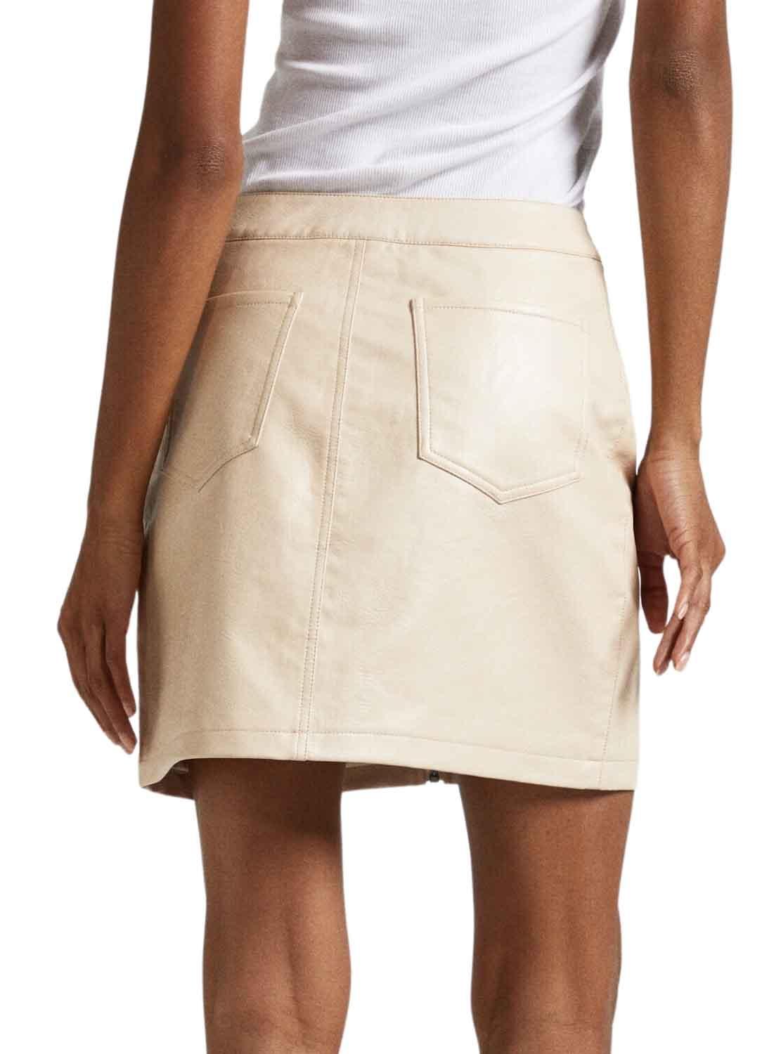 Saia Pepe Jeans Safire Couro Sintético Beige para Mulher