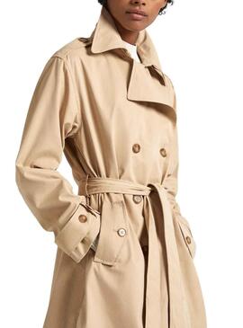 Trench coat Pepe Jeans Star Com Cinto Beige Mulher