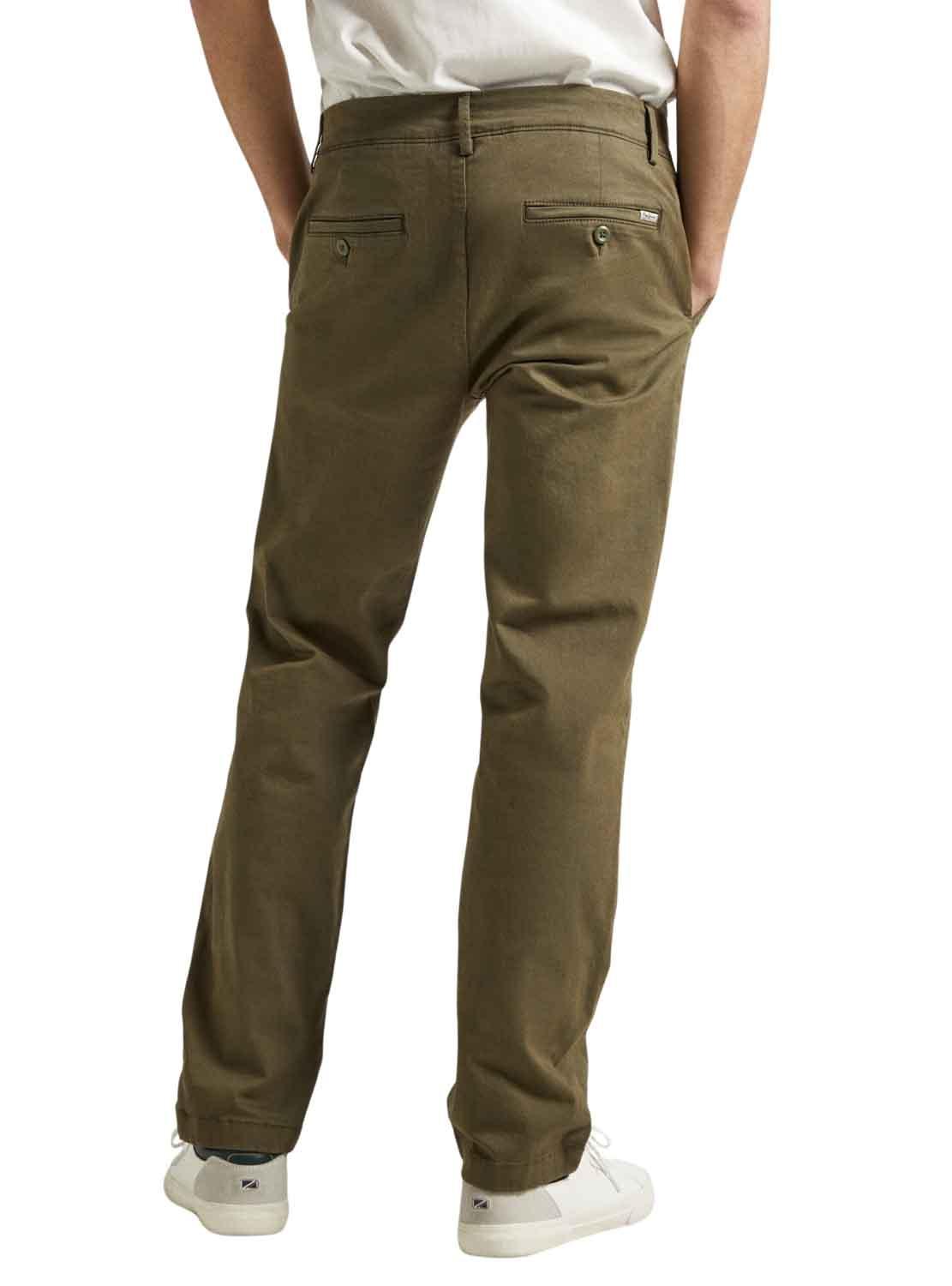 Calças Chino Pepe Jeans Slim Sarja Verde Homem