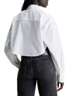 Camisa Calvin Klein Cropped Branco para Mulher