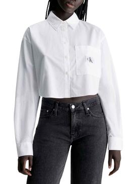 Camisa Calvin Klein Cropped Branco para Mulher
