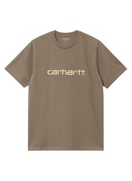 Camiseta Carhartt Logo Marrom Para Homem