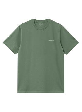 Camiseta Carhartt Script Bordado Verde Homem