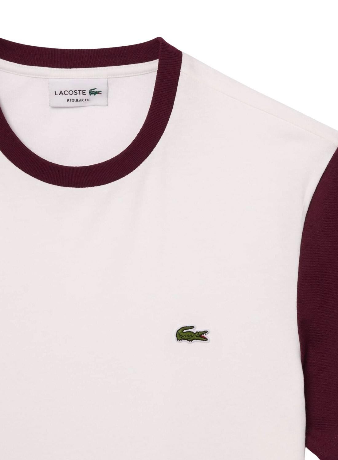 Camiseta Lacoste Color Block Branca para Homem.