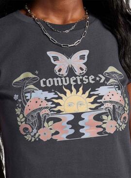 Camiseta Converse Blooming Skate Cinza Para Mulher