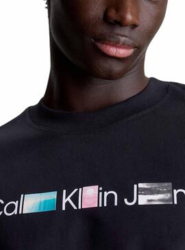 Camisa Calvin Klein Photoprint Preto para Homem.