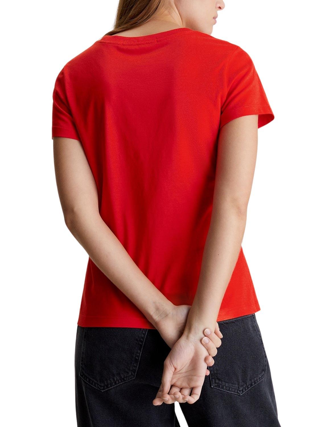 Camiseta Calvin Klein Satin Slim Vermelho Para Mulher