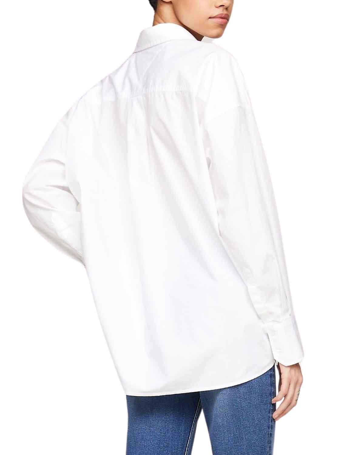 Camisa Tommy Jeans Script Branco para Mulher