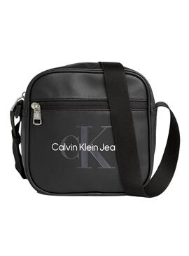 Bolsa Transversal Calvin Klein Monograma preta para Homem.