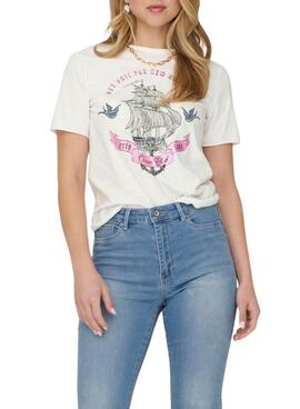Camiseta Only Lucy Branca para Mulher