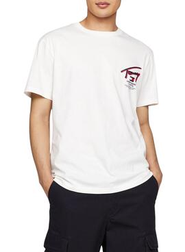 Camiseta Tommy Jeans Reg 3D Street Branca Homem.