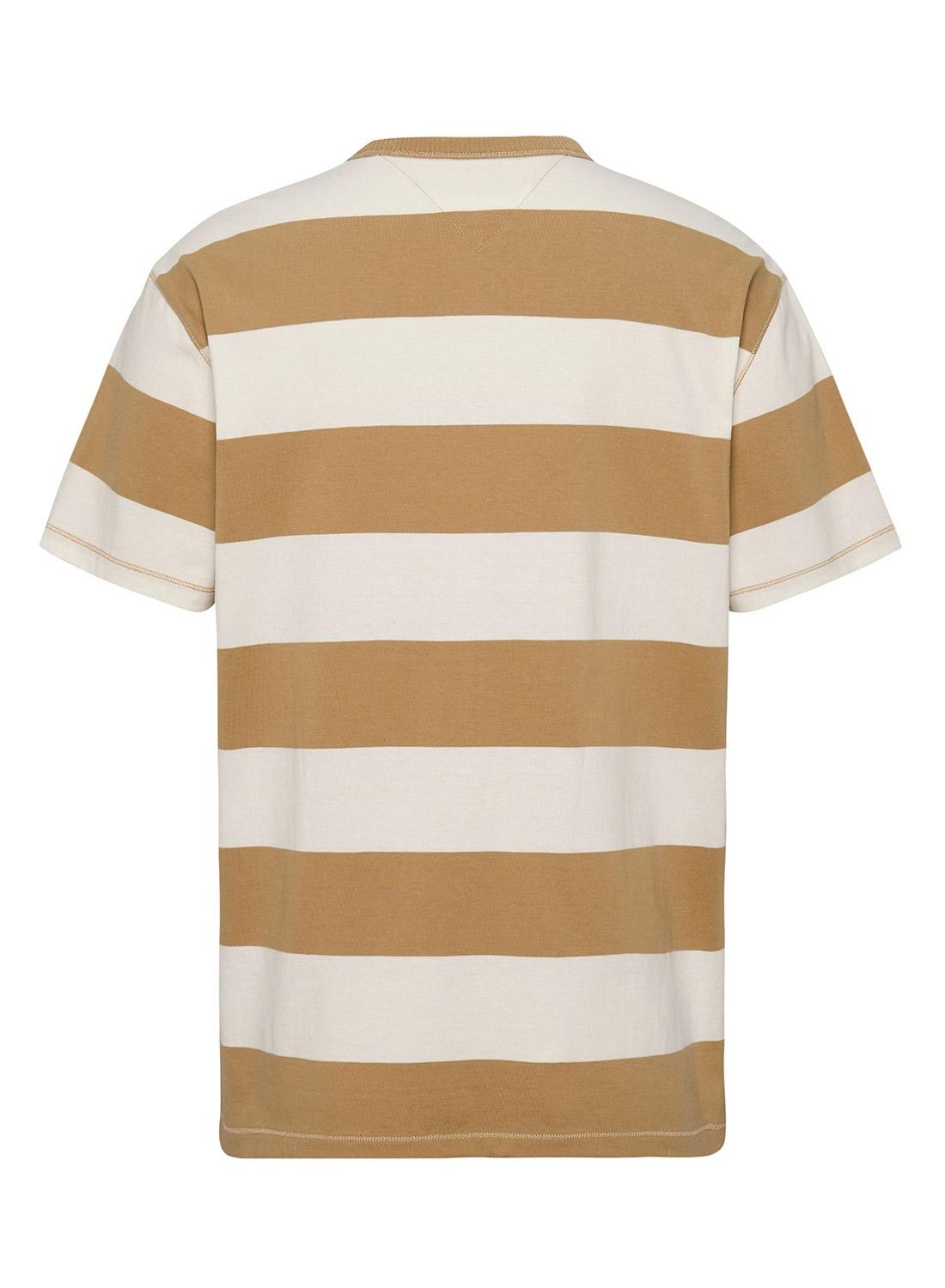 Camiseta Tommy Jeans Bold Stripe em Tostado para Homem