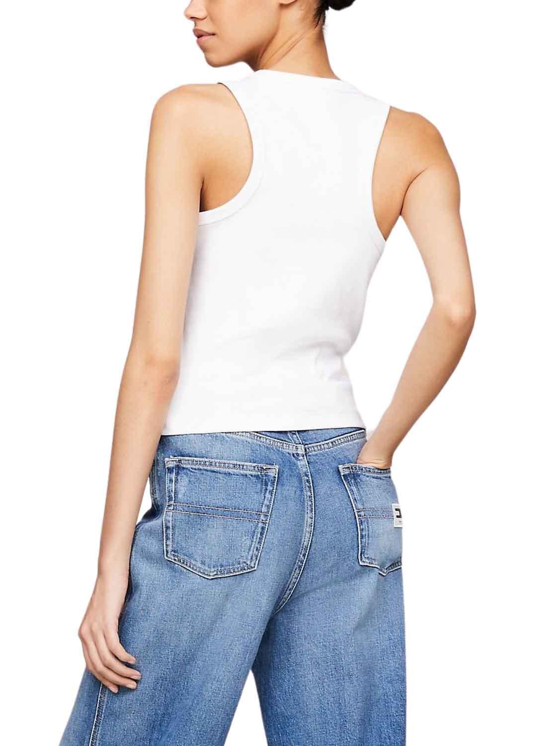 Camiseta Tommy Jeans Tank Branco para Mulher