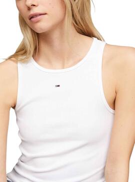 Camiseta Tommy Jeans Essential Branca para Mulher.
