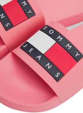 Chinelos Tommy Jeans Flag Rosa para Mulher.