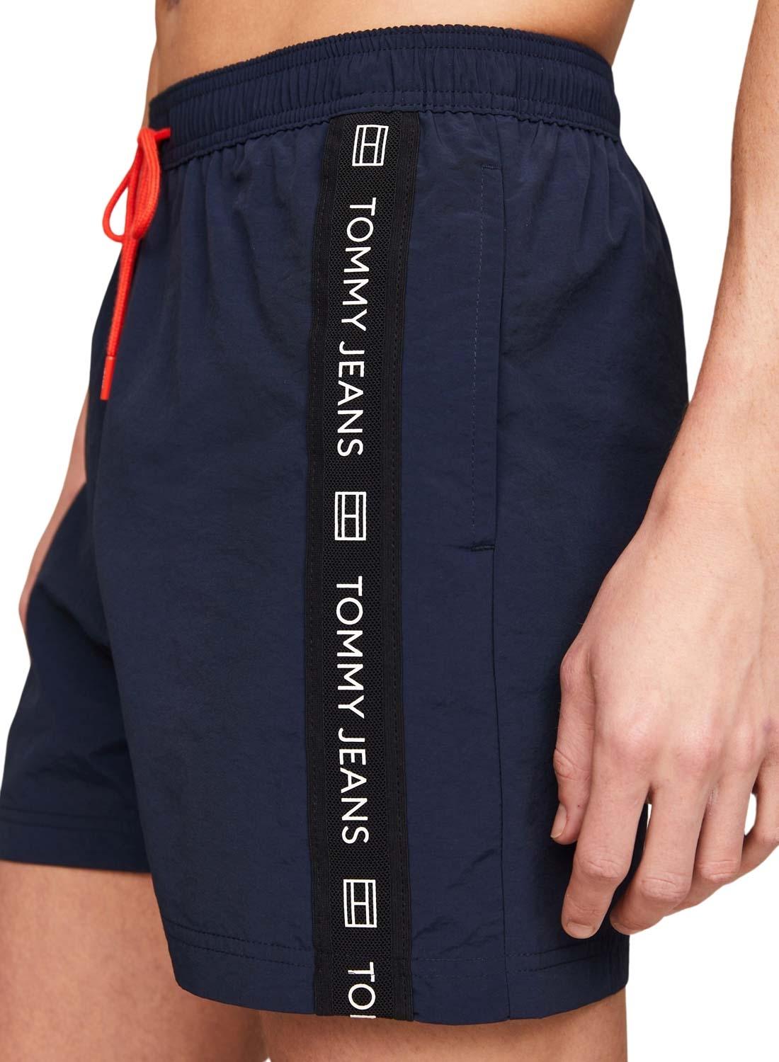 Fato de banho Tommy Jeans Side Tape Azul Marinho para Homem.